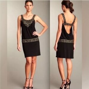 SUE WONG NOCTURNE BROWN OPEN BACK COWL DRESS SIZE 0